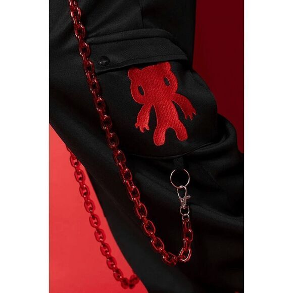 Gloomy Bear Goth Emo Harajuku-style mesh black and red pants - Picture 3 of 3